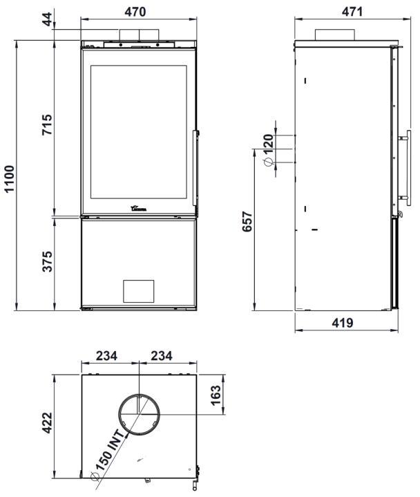 Купити камін Купити піч на дропах  Сталева піч Calais Каміни Лакунза